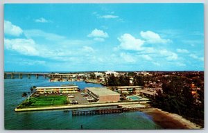 Fort Myers Florida~Air View OF Holiday Inn On Caloosahatchee River~Vtg Postcard