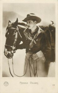 Actor Ronald Colman western movie horse postcard