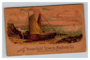 Vintage 1880's Victorian Trade Card Household Sewing Machine Co. Providence RI