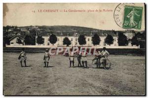 Old Postcard Le Creusot Police Gendarmerie Square Wheel Velo Cycle