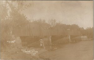 Waterville Minnesota MN Bass Fishing Narrows Bridge Christman Photo Postcard V13