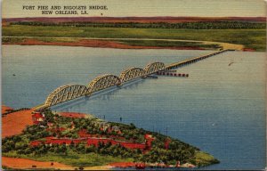 Fort Pike and Rigolets Bridge New Orleans LA Postcard PC81