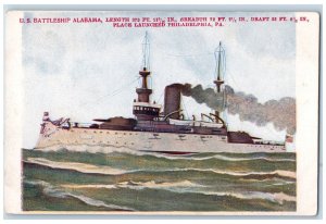 c1905's US Battleship Alabama Place Launched Philadelphia Pennsylvania Postcard
