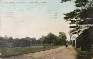 West Drive Victoria Park Berlin Ontario ON c1911 Antique Postcard D33 