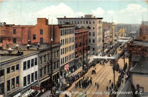 HASTINGS STREET LOOKING EAST VANCOUVER B.C. CANADA POSTCARD EXCHANGE 1908