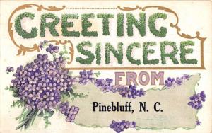 Pinebluff North Carolina Flower Greeting Antique Postcard K31933