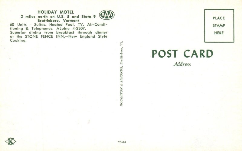 Vintage Postcard Multi Views Holiday Motel Swimming Pool Brattleboro Vermont VT
