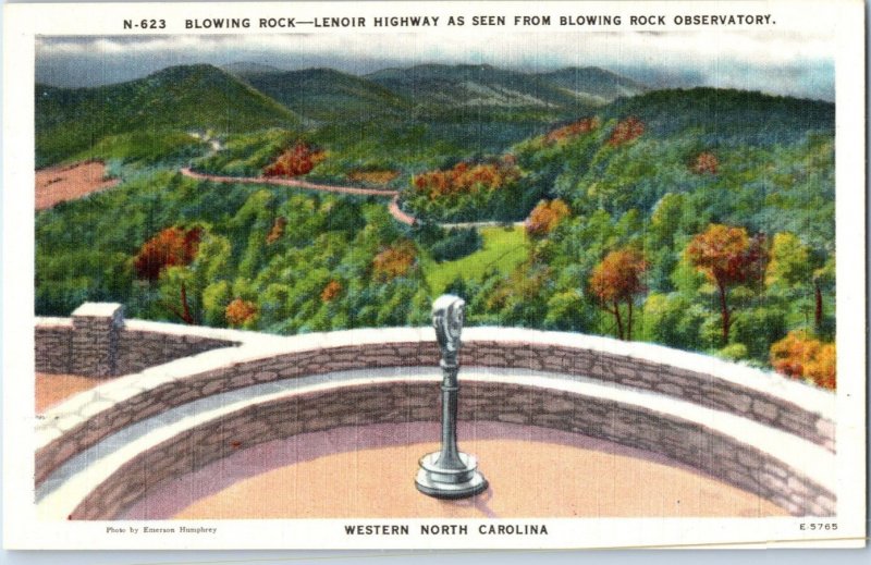 Blowing Rock Lenoir Highway as seen from ObservatoryNorth Carolina Postcard