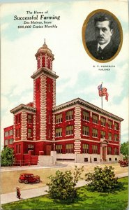 Lot of 2 Des Moines IA Home of Successful Farming Pub Unused UNP Vtg Postcards