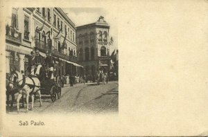 brazil, SÃO PAULO, Street Scene with Horse Cart (1900s) Postcard