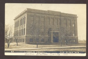 RPPC RED CLOUD NEBRASKA LINCOLN SCHOOL 1911 VINTAGE REAL PHOTO POSTCARD