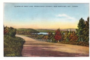 Trout Lake, Trans Canada Highway, Near North Bay, Ontario, Vintage 1939 Postcard