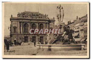 Postcard Old Montpellier Herault The Theater and the Fountain of the Three Gr...