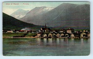 MANDAL, NORWAY ~ View of the TOWN & MOUNTAINS  c1910s  Agder County Postcard