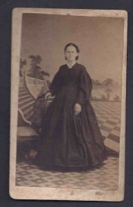 Ca CIVIL WAR CARTE DE VISITE WOMAN IN BLACK DRESS 2 1/2 X 4, W/2c BLUE, ETC