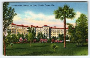 Municipal Hospital On Davis Island Tampa Florida Postcard Linen Vintage Unused