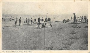 Camp Perry Ohio c1918 WWI Postcard Beach & Bathers Soldier Standing 