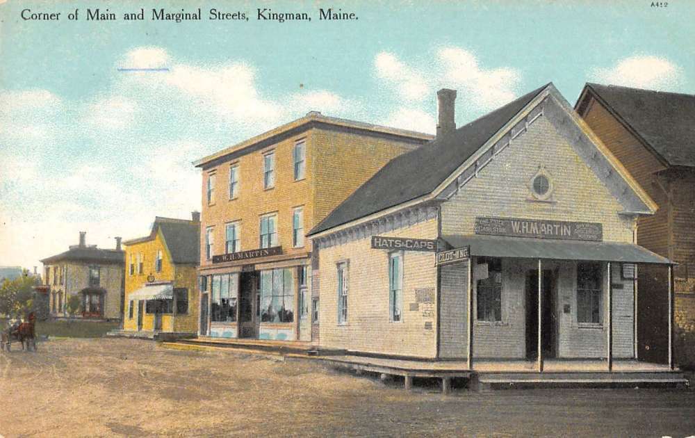 Kingman Maine clothing stores corner of Min & Marginal Sts. vintage pc