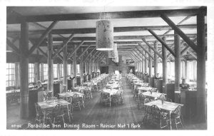 Paradise Inn Dining Room Interior Rainier National Park Washington RPPC postcard