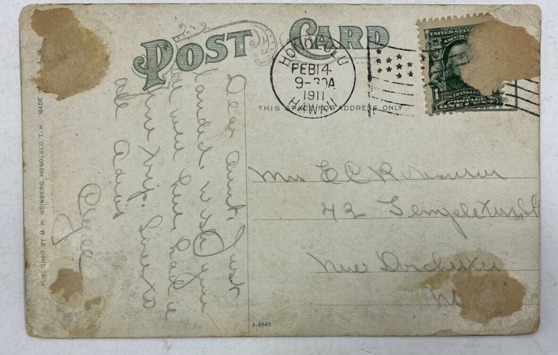 1911 Postcard Hawaii Punch Bowl Crater from Pacific Heights Honolulu