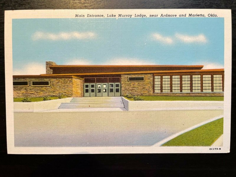 Vintage Postcard 1950 Lake Murray Lodge Ardmore and Marietta Oklahoma