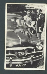 Ca 1955 Post Card Netherlands Prince Bernhard & Princess Beatrix W/Fiat Auto