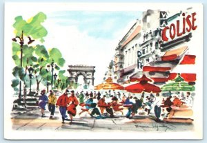 PARIS, FRANCE~ Artist Maurice Legendre CHAMPS ELYSEES Cafe Colisee 4x6 Postcard
