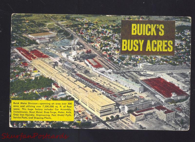 FLINT MICHIGAN BUICK CAR FACTORY VINTAGE AUTOMOBILE CARS POSTCARD MICH.