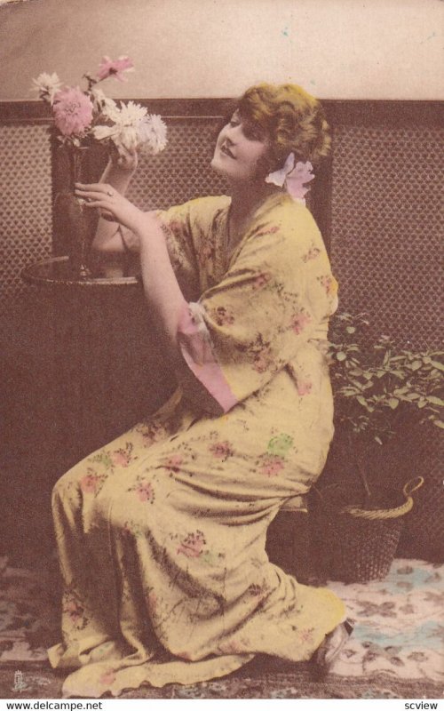 Queen Of My Heart, Woman Enjoying Flowers, TUCK No. 4240, 1900-1910's