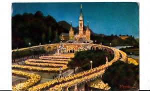 BF14097 lourdes la basilique iluminee et la procsion  france  front/back image