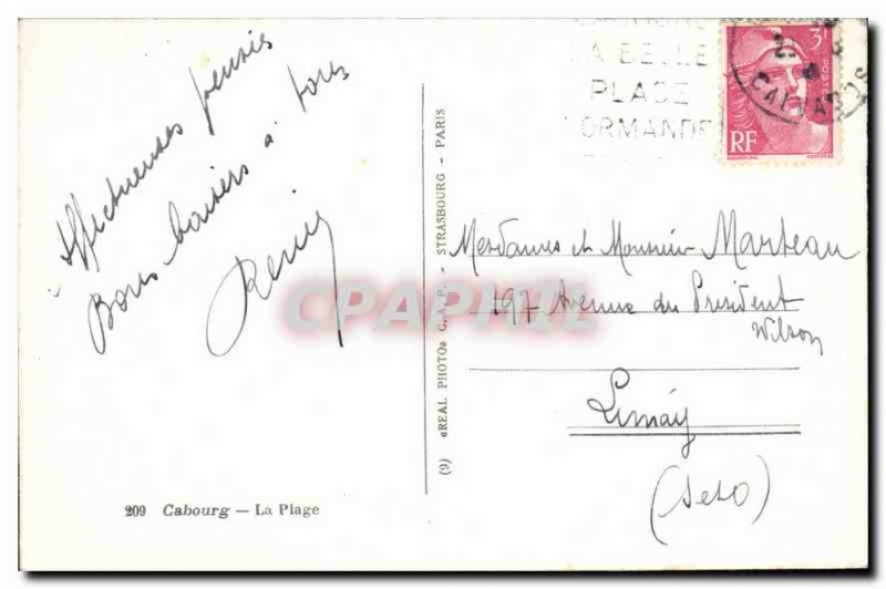 Old Postcard Cabourg The Beach