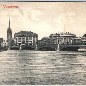 c1910s Stockholm, Sweden Vasabron Bridge City View Church Spire River A341