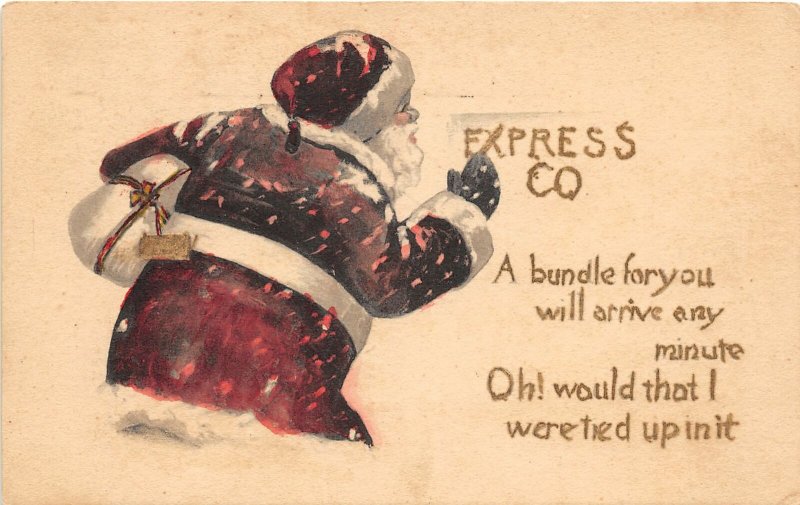 F99/ Santa Claus Christmas Postcard c1910 Express Co Snow Gift 14 