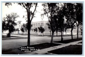 Devils Lake North Dakota ND Postcard High School Building c1940's RPPC Photo