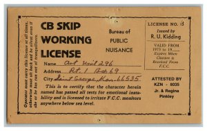 Postcard CB Skip Working License QSL CB Ham Radio Amateur Card