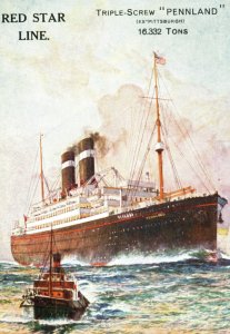 Steamship Pennland Ship Ocean Liner Ship Postcard Red Star Line
