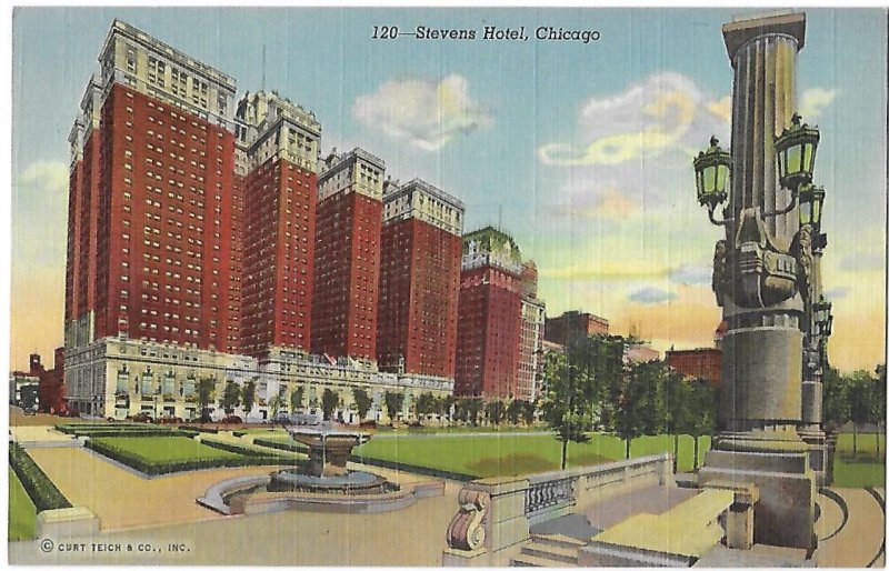 Stevens Hotel 3000 Rooms 25 Stories Now Hilton Chicago in Chicago Illinois