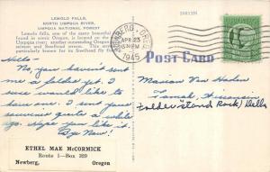 OR, Oregon  LEMOLO FALLS~North Umpqua River~National Forest 1945 Linen Postcard