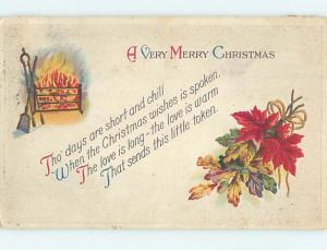 1919 Santa Claus ON RED CROSS CHRISTMAS SEAL STAMP ON BACK OF POSTCARD hk9169