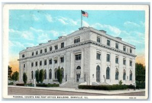 1938 Federal Courts And Post Office Building Scene Danville Illinois IL Postcard