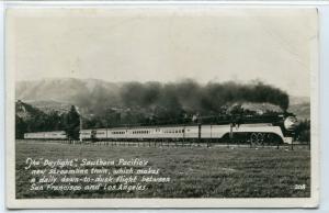 Daylight Express South Pacific Railroad Train Streamliner 1944 RPPC postcard
