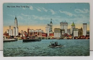 New York City Sky Line Harbor View Postcard B3