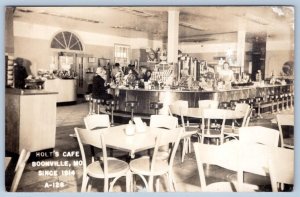 1940-50's RPPC HOLT'S CAFE RESTAURANT SNACK BAR INTERIOR BOONVILLE MO POSTCARD