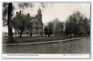 1909 Chicago Hall and Campus View Grinnell Iowa Posted Vintage Antique Postcard