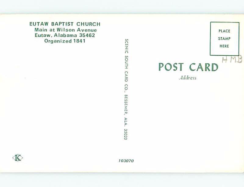 Unused Pre-1980 CHURCH SCENE Eutaw Alabama AL A6500