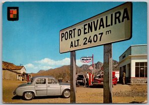 Valls D'Andorra France 1974 Postcard Mobil Esso Gas Station Port D'Envalira