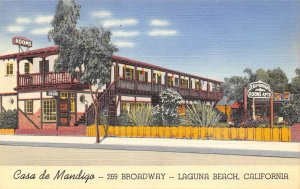 Casa de Mandigo Hotel Apartments Laguna Beach California linen postcard