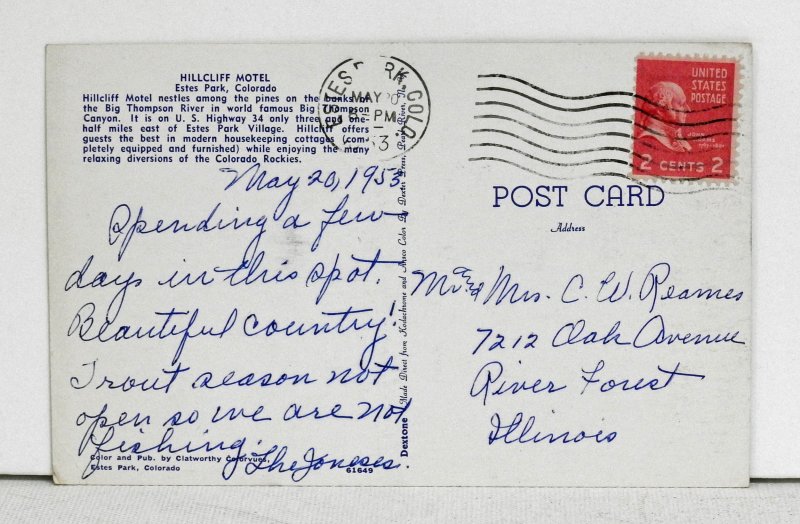 Hillcliff Hotel, Estes Park, Colorado - Postcard