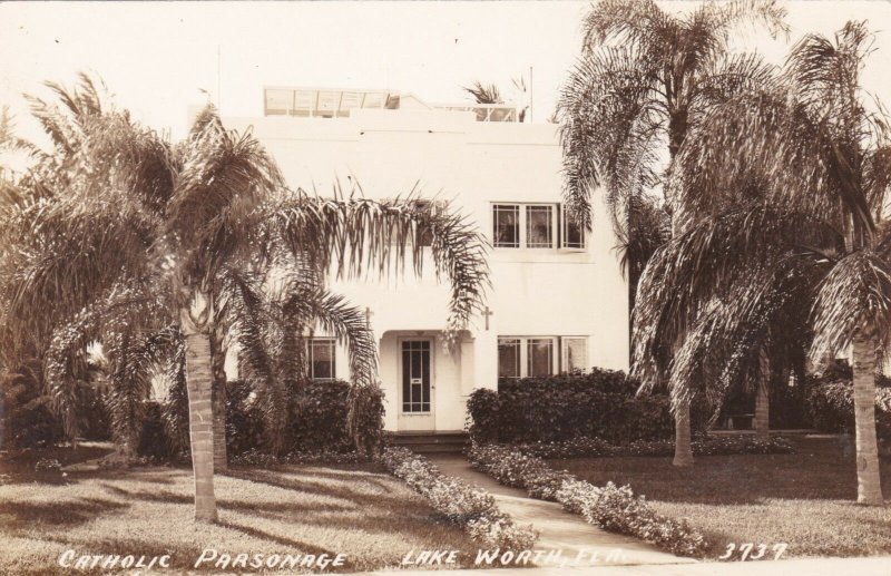 Florida Lake Worth Catholic Church Parsonage Real Photo sk338