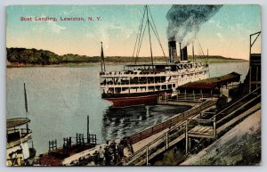 Lewiston New York~Boat Landing~Excursion Steamer Docks~c1910 Postcard